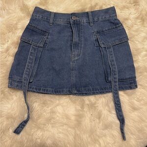 Denim Mini Skirt with Pockets